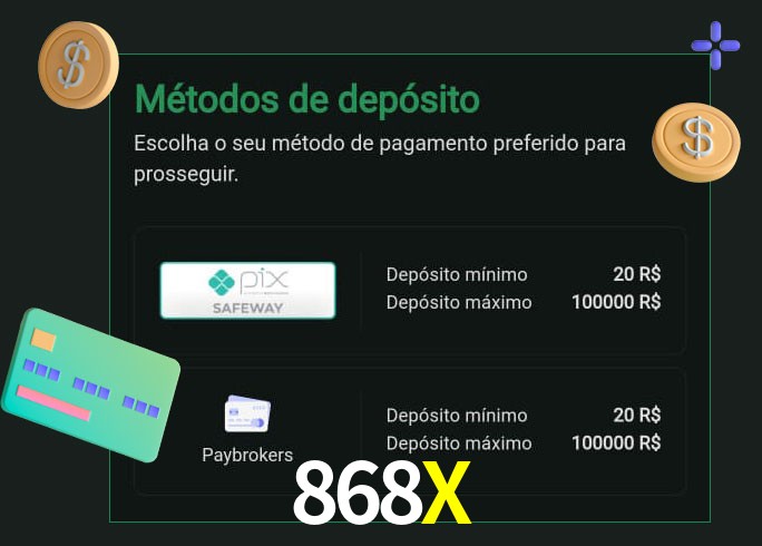 O cassino 868X oferece uma grande variedade de métodos de pagamento